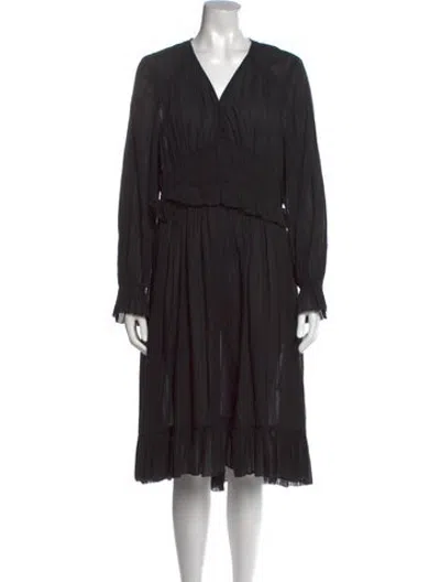 Pre-owned Closed V-neck Knee-length Dress In Black