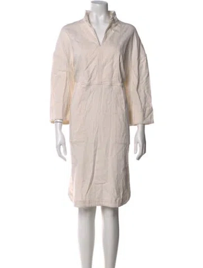 Pre-owned Closed V-neck Knee-length Dress In Neutral