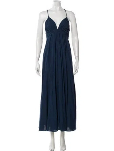 Pre-owned Closed V-neck Long Dress In Blue