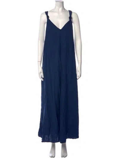 Pre-owned Closed V-neck Long Dress In Blue
