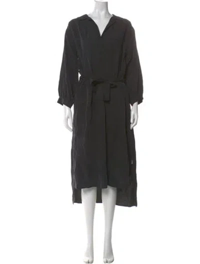 Pre-owned Closed V-neck Long Dress In Gray