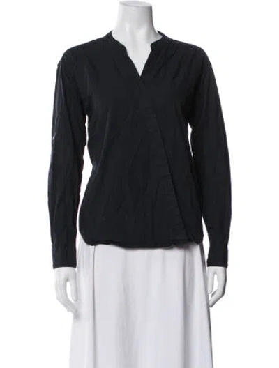 Pre-owned Closed V-neck Long Sleeve Top In Blue