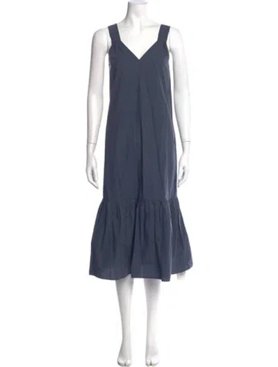 Pre-owned Closed V-neck Midi Length Dress In Blue