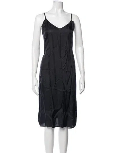 Pre-owned Closed V-neck Midi Length Dress In Blue