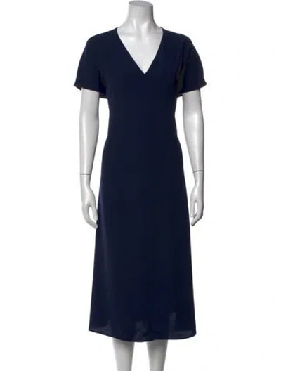 Pre-owned Closed V-neck Midi Length Dress In Blue