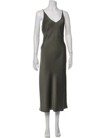 Pre-owned Closed V-neck Midi Length Dress In Green