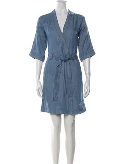 Pre-owned Closed V-neck Mini Dress In Blue