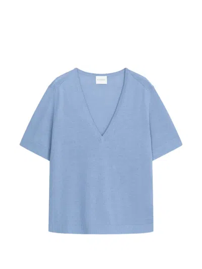 Closed V-neck Short-sleeve Knitwear In Blue