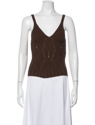 Pre-owned Closed V-neck Sleeveless Top W/ Tags In Brown/neutrals/orange