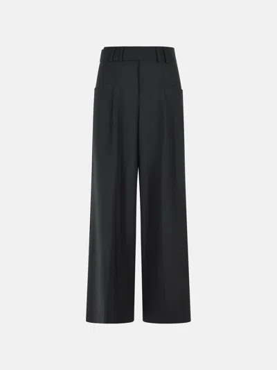 Closed 'wes' Wide Pants In Black Stretch Virgin Wool Blend