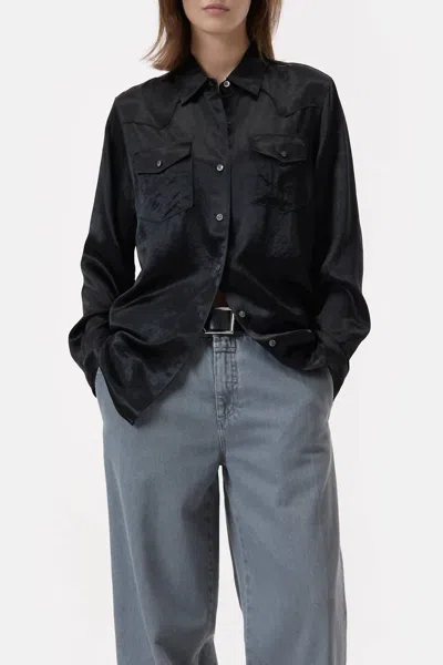 Closed Western Button Down Shirt In Black In Gray