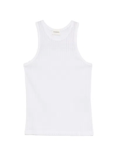 Closed White Solid Round Neck Top
