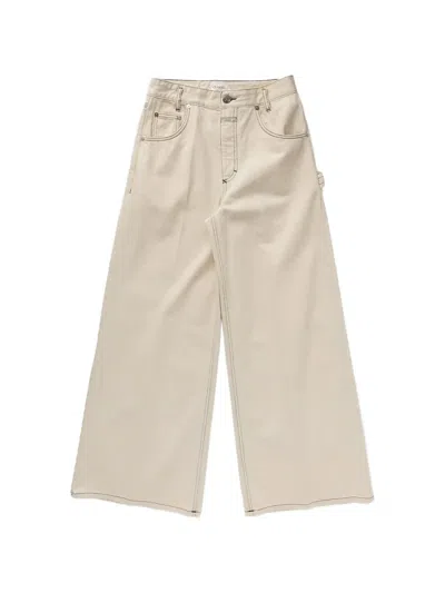 Closed Wide Leg Trousers In Neutral