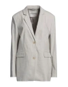 CLOSED CLOSED WOMAN BLAZER LIGHT GREY SIZE M LINEN, POLYESTER, VISCOSE, ELASTANE