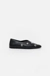 Closed Stud-embellished Leather Ballerinas In Black