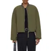 Closed Puffer Bomber Jacket In Army In Green