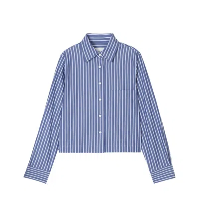 Closed Cropped Classic Shirt In New Navy In Blue