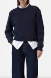 Closed Cropped Crewneck Sweater In Dark Night In Blue
