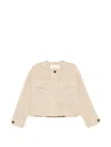 Closed Short Utility Jacket Long Sleeves Pockets In Neutral