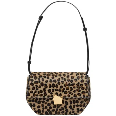 Closed Women's Leopard Cowhide Bag In Urban Beige