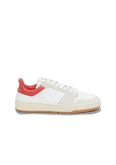 Closed Women's Low Top Leather Sneakers In White/red