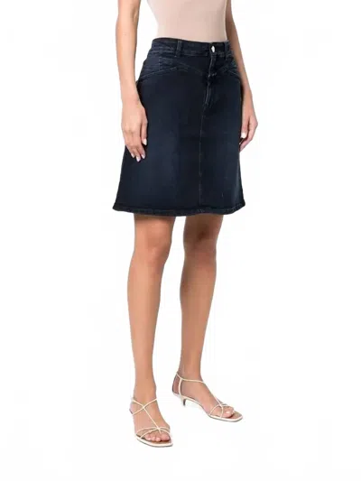 Closed Women's Organic Denim Mini Skirt In Blue/black In Animal Print