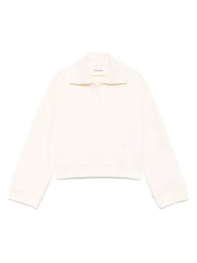 CLOSED WOMEN'S POLO SWEATSHIRT IN DUNE BEIGE