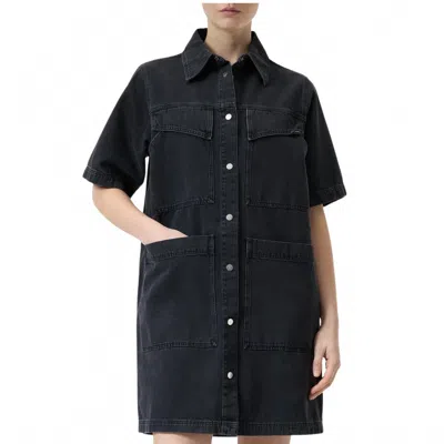 Closed Women's Short Denim Dress In Dark Grey In Black
