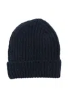 Closed Ribbed-knit Beanie Hat In Blue