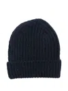 Closed Ribbed-knit Beanie Hat In Blue