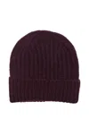 Closed Bordeaux Ribbed Beanie Hat In Purple