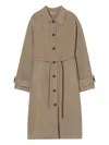 Closed Wool Belted Coat In Brown