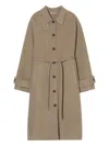 Closed Wool Belted Coat In Multi