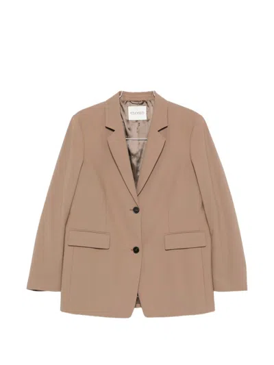 Closed Wool Blend Blazer In Brown