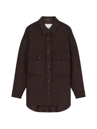 Closed Wool Blend Overshirt In Brown