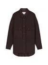 Closed Wool Blend Oversized Shirt Jacket In Brown