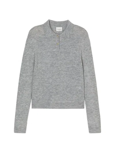 Closed Wool Blend Polo Shirt In Grey