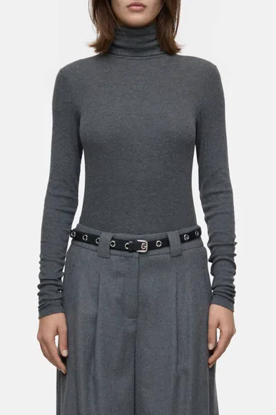 Closed Wool Blend Turtleneck In Dark Grey Melange In Gray
