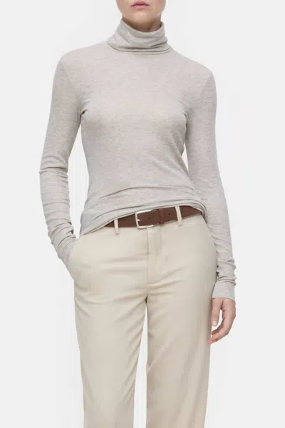 Closed Wool Blend Turtleneck In Pearl Beige In Gray