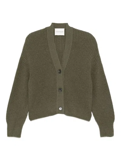 Closed Wool Blend V-necked Cardigan In Green