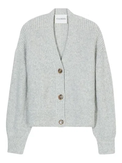 Closed Wool Blend V-necked Cardigan In Gray