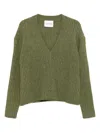 Closed Wool Blend V-necked Cardigan In Green