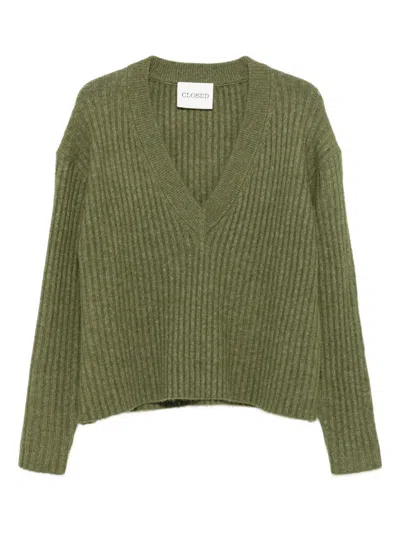 Closed Wool Blend V-necked Cardigan In Green