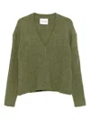 Closed Wool Blend V-necked Cardigan In Green
