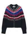 Closed Crew-neck Zip Cardigan In Black