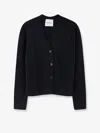 Closed Wool V-necked Cardigan In Black