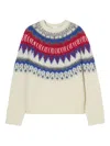 Closed Fairisle-pattern Crew-neck Sweater In White