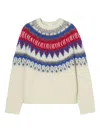 Closed Fairisle-pattern Crew-neck Sweater In White