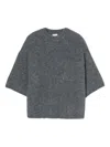 Closed Round-neck Knitted Sweater In Gray