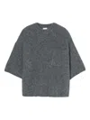 Closed Round-neck Knitted Sweater In Gray